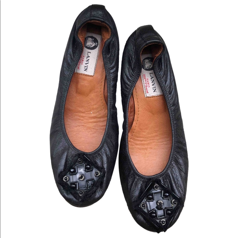 LANVIN black leather BALLERINA